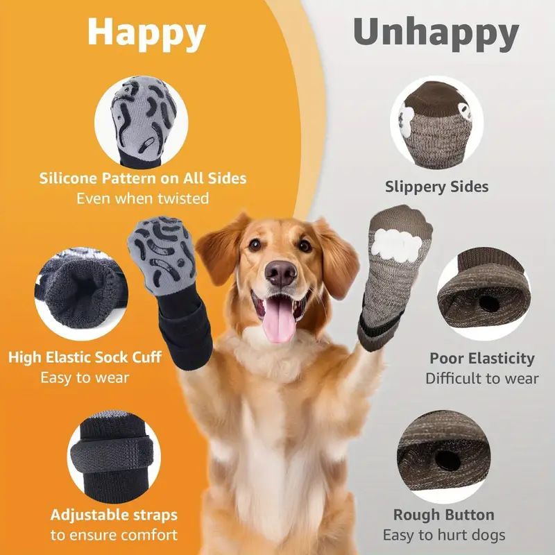 Dog Socks Anti Slip Geometric Black Luminous Cotton Anti-slip socks-geometric black-luminous belt [opp bag] Xl super large sole is about 8.6*20cm [recommended 20-30kg] [pack of four]