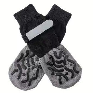 Dog Socks Anti Slip Geometric Black Luminous Cotton Anti-slip socks - geometric black + dark gray - luminous belt [high-end storage bag] M medium-sized sole is about 6.5*16cm [recommended 2