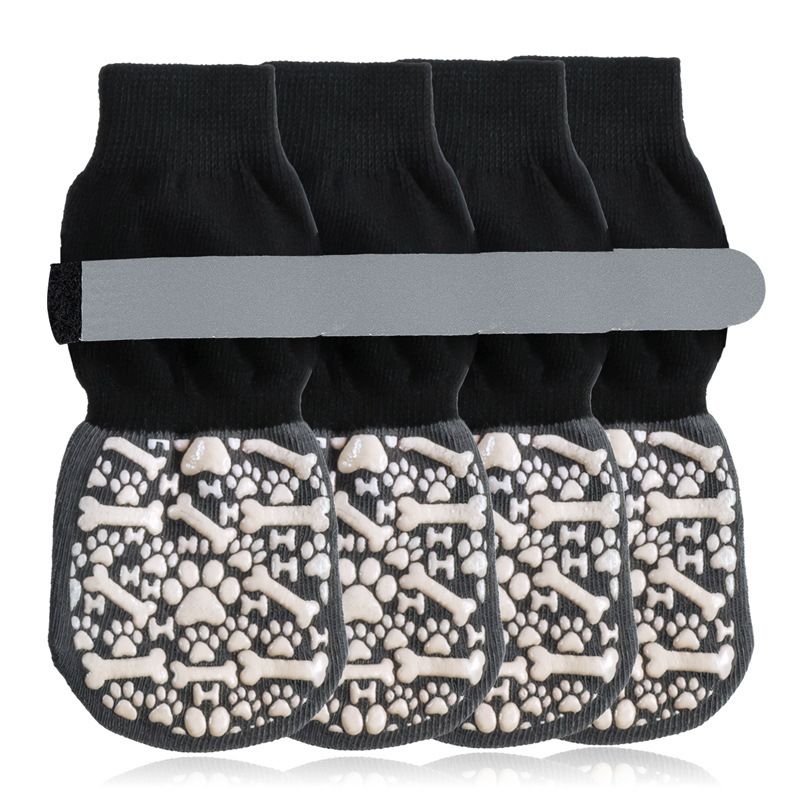Dog Socks Outdoor Waterproof Non Slip Bone Style Cotton White bone style [opp bag] S small sole is about 5.5*14cm [recommended within 5-10kg pieces] [pack of four]