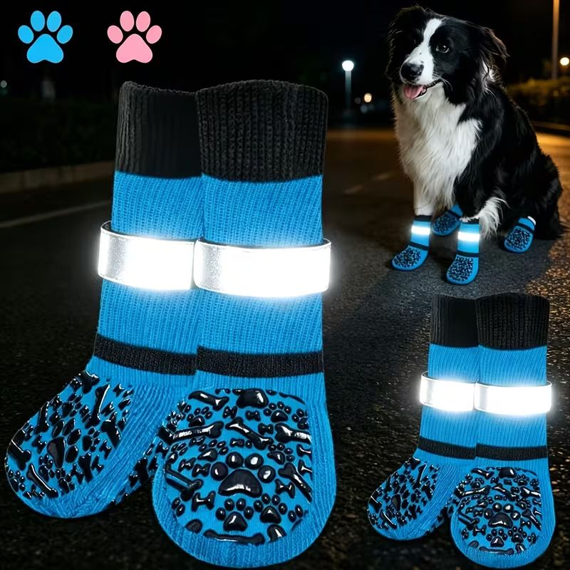 Dog Socks Outdoor Waterproof Non Slip Bone Style Cotton White bone style [opp bag] S small sole is about 5.5*14cm [recommended within 5-10kg pieces] [pack of four]