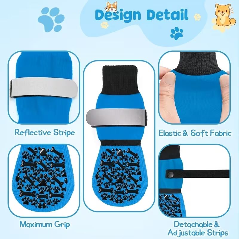 Dog Socks Outdoor Waterproof Non Slip Bone Style Cotton White bone style [opp bag] S small sole is about 5.5*14cm [recommended within 5-10kg pieces] [pack of four]