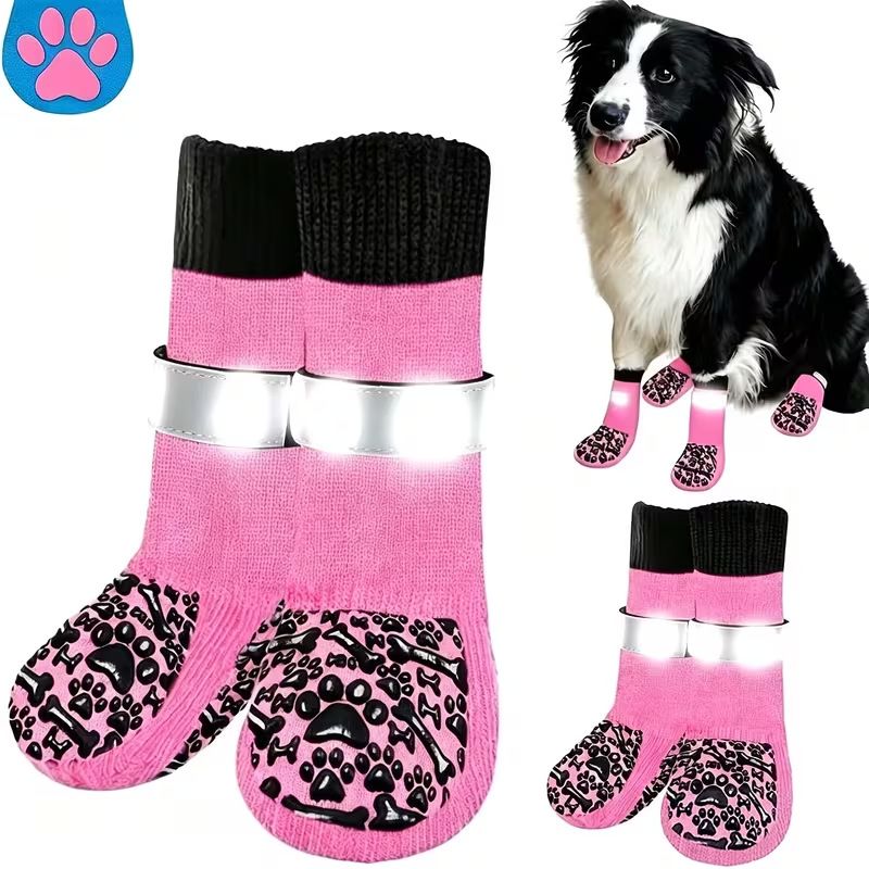Dog Socks Outdoor Waterproof Non Slip Bone Style Cotton White bone style [opp bag] S small sole is about 5.5*14cm [recommended within 5-10kg pieces] [pack of four]