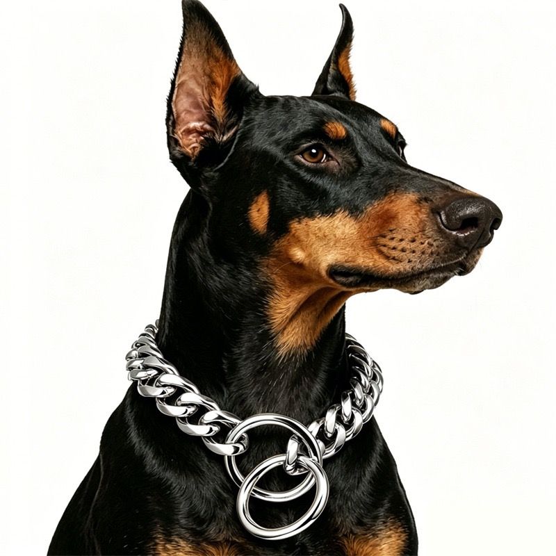 Stylish Cuban Link Dog Choke Chain Collar in Premium Stainless Steel – Available in Gold, Black, Steel, and Rose Gold, Designed for Training Control and Everyday Fashionable Wear, Fitting Small to Large Breeds with Adjustable Length Options. (RoseGold, 15