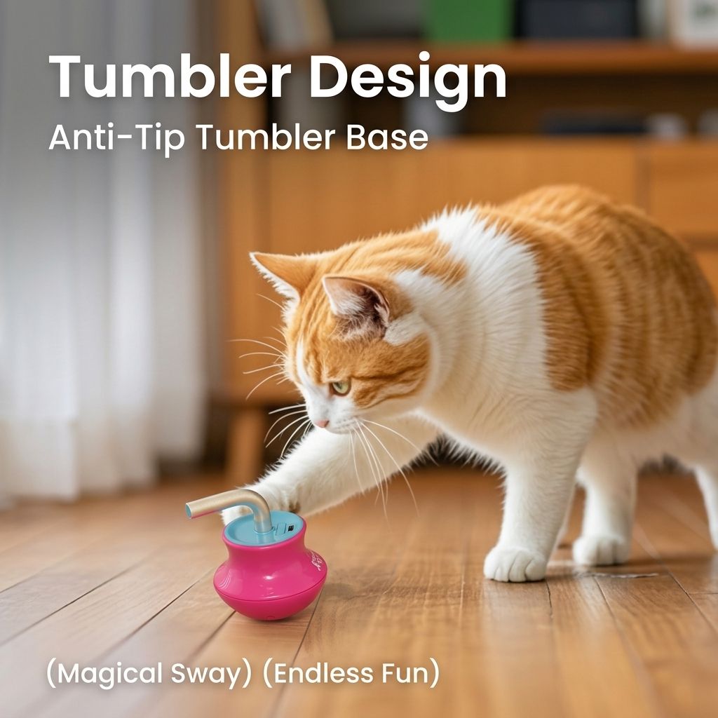 Interactive Tumbler Cat Toy with 360° Rotating Laser Pointer – Auto-Activated, Low-Noise, Self-Entertainment Play for Indoor Cats, Durable Anti-Tip Design for Floor or Carpet Fun (Pink)