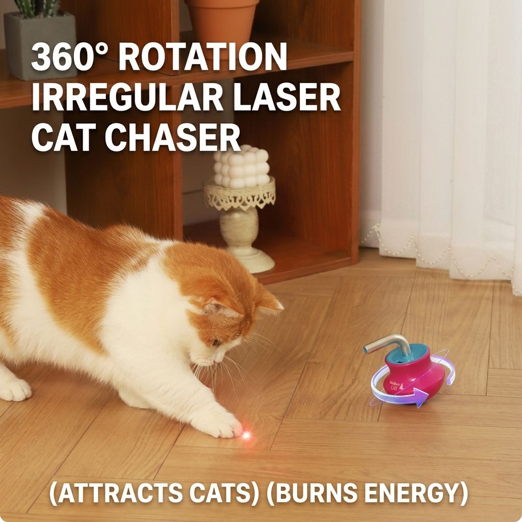 Interactive Tumbler Cat Toy with 360° Rotating Laser Pointer – Auto-Activated, Low-Noise, Self-Entertainment Play for Indoor Cats, Durable Anti-Tip Design for Floor or Carpet Fun (Pink)