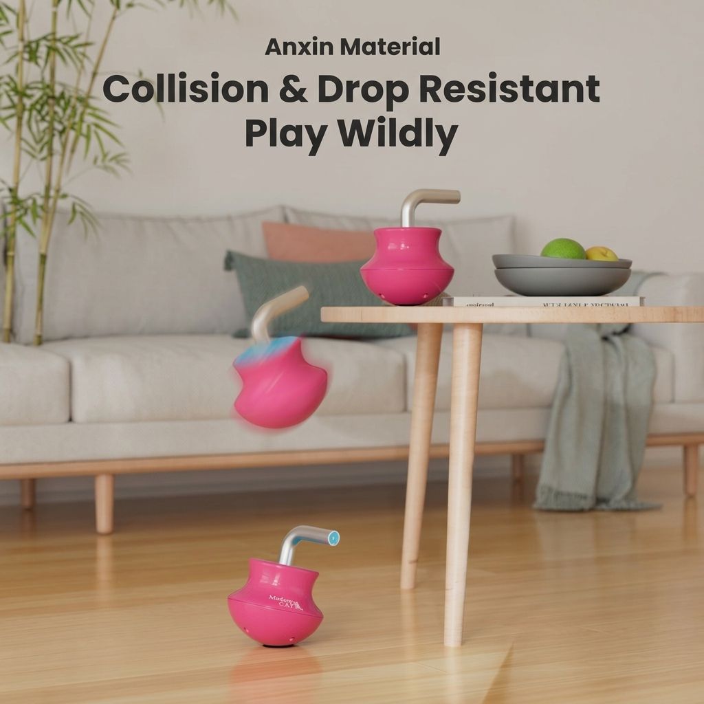 Interactive Tumbler Cat Toy with 360° Rotating Laser Pointer – Auto-Activated, Low-Noise, Self-Entertainment Play for Indoor Cats, Durable Anti-Tip Design for Floor or Carpet Fun (Pink)