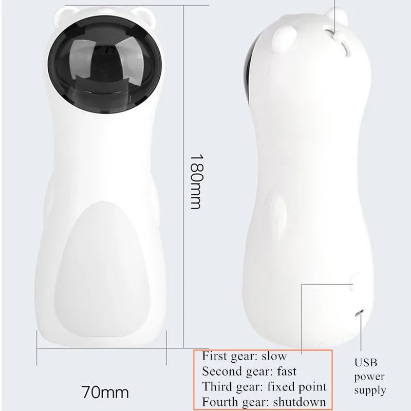 Automatic Laser Cat Toy with Interactive Rotating Light, Self-Play Fun for Indoor Cats, 5 Adjustable Movement Patterns, Dual Power Modes, Silent Motor, Ideal for Desk or Floor Use, Keeps Pets Entertained and Active (White)