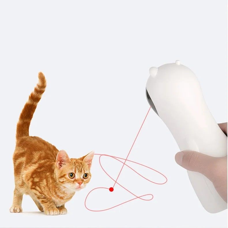 Automatic Laser Cat Toy with Interactive Rotating Light, Self-Play Fun for Indoor Cats, 5 Adjustable Movement Patterns, Dual Power Modes, Silent Motor, Ideal for Desk or Floor Use, Keeps Pets Entertained and Active (White)