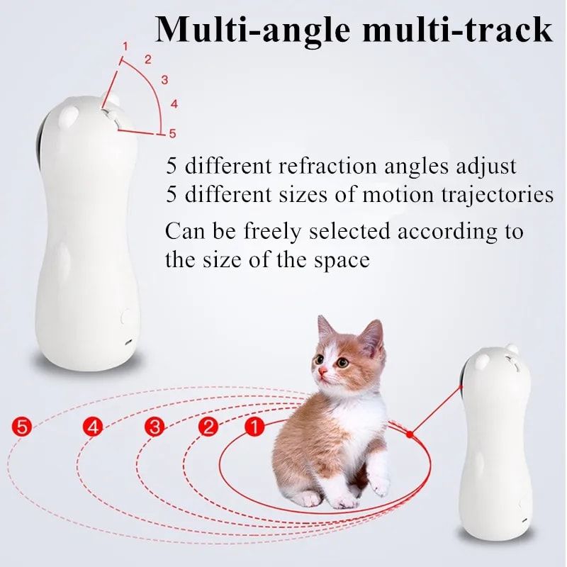 Automatic Laser Cat Toy with Interactive Rotating Light, Self-Play Fun for Indoor Cats, 5 Adjustable Movement Patterns, Dual Power Modes, Silent Motor, Ideal for Desk or Floor Use, Keeps Pets Entertained and Active (White)