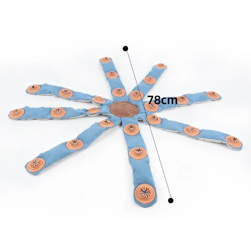 Interactive Octopus Puzzle Toy for Dogs – Snuffle Mat & Treat Dispenser Combo for Slow Feeding, Mental Stimulation, and Boredom Relief, Made from Recycled Fire Hose and Natural Rubber, Perfect for Solo or Bonding Play (Blue)