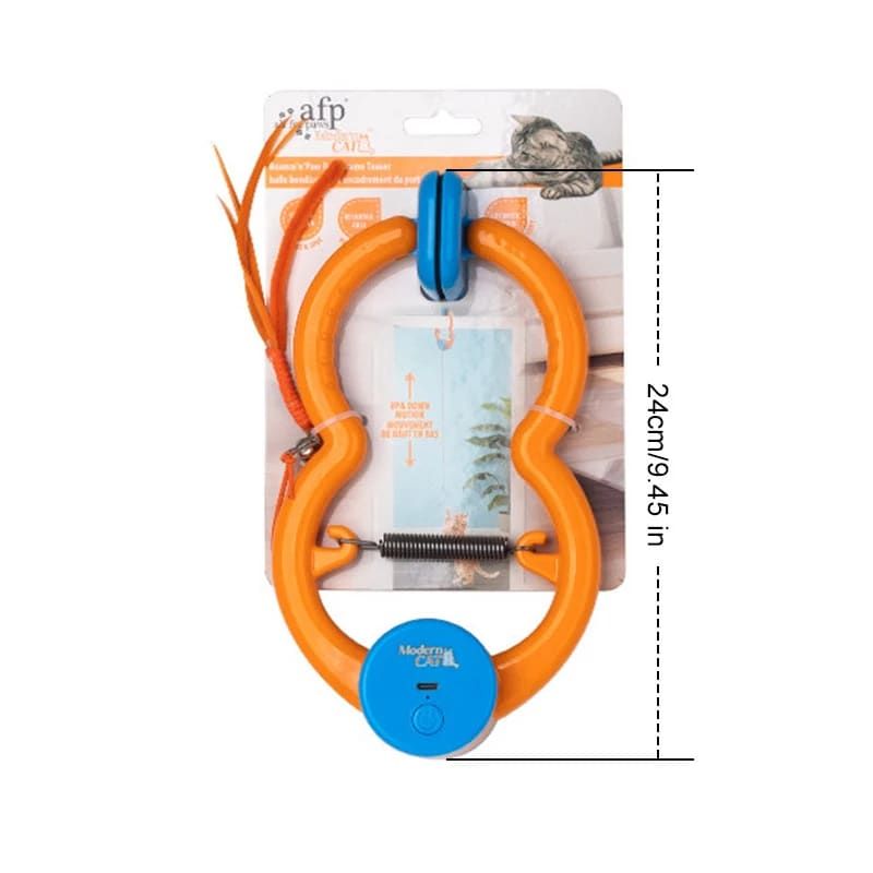 Interactive Door Clip Cat Toy with Bouncy Spring and Replaceable Teaser Tail – Self-Play Entertainer for Solo Cats, Mounts on Doorframes, Tables, or Cat Trees to Spark Hunting Instincts and Burn Off Excess Energy (Orange)