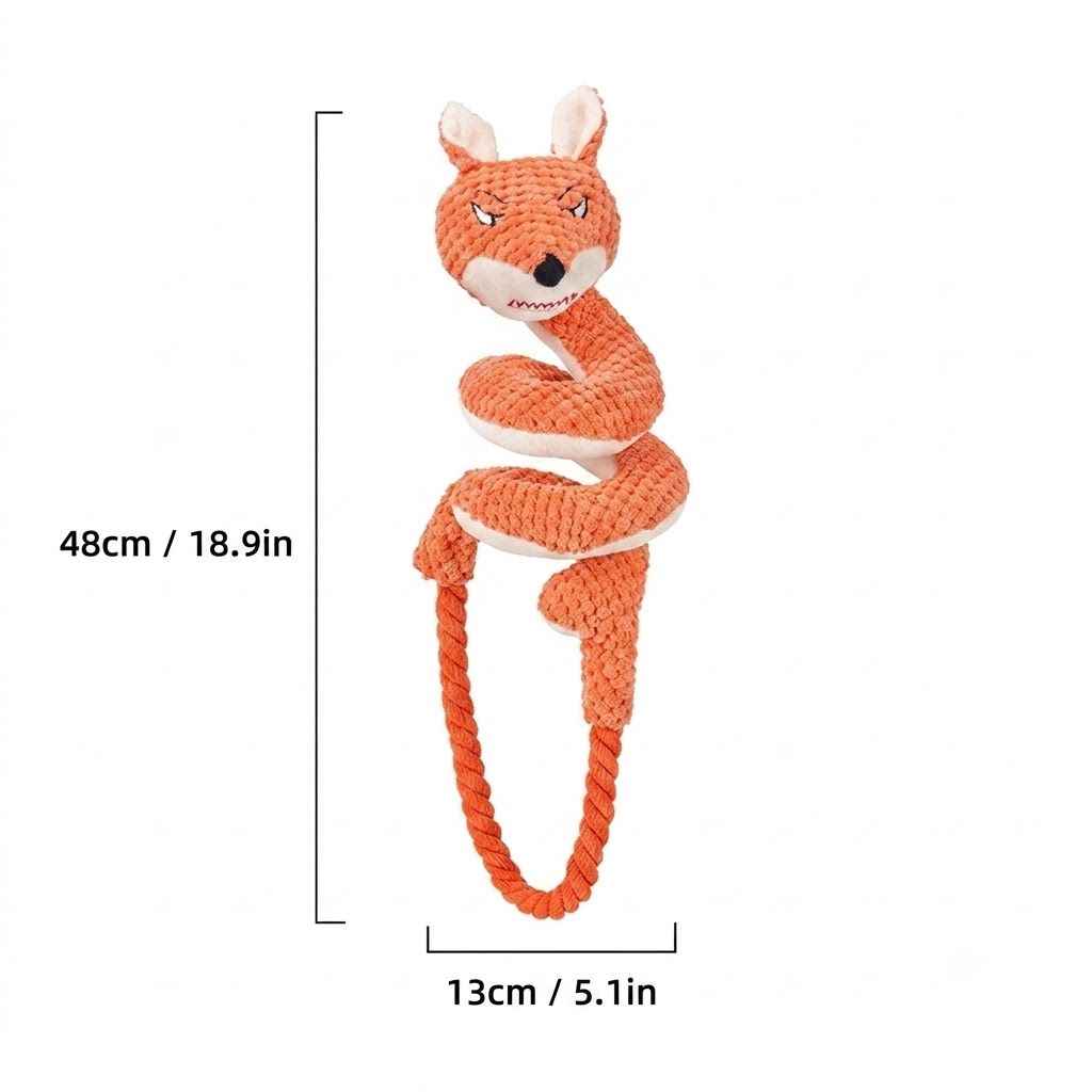 Spiral Plush Tug Toy for Large Dogs with Crinkle Sound and Durable Cotton Rope, Fox & Rabbit Designs – Perfect for Tug-of-War, Fetch, and Chewing Fun Indoors and Outdoors (Fox × Rabbit)