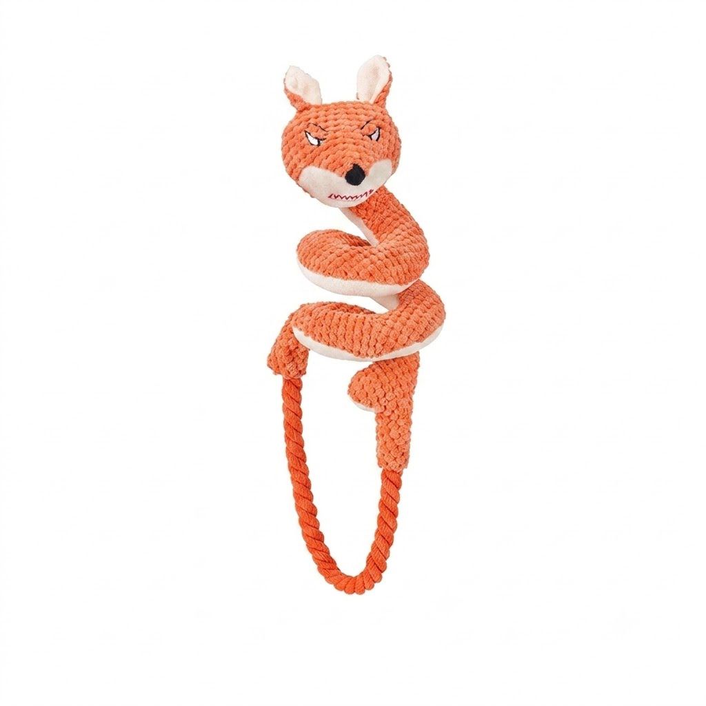 Spiral Plush Tug Toy for Large Dogs with Crinkle Sound and Durable Cotton Rope, Fox & Rabbit Designs – Perfect for Tug-of-War, Fetch, and Chewing Fun Indoors and Outdoors (Fox × Rabbit)