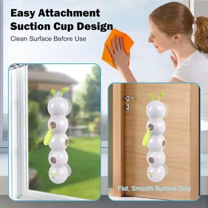 Interactive Cat Toy Caterpillar with Motion Sensor, Self-Play Feather Chaser with Suction Cup, Wall-Mounted or Floor-Use, Simulated Prey Movement for Feline Hunting Instincts (White)