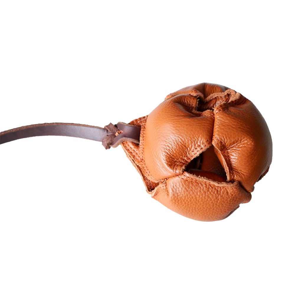 Interactive Leather Chew Ball for Dogs with Durable Rope Handle – Ideal for Puppy Training, Dental Chewing, Outdoor Fetch, and Bonding Play for Small to Medium Breeds (Black)