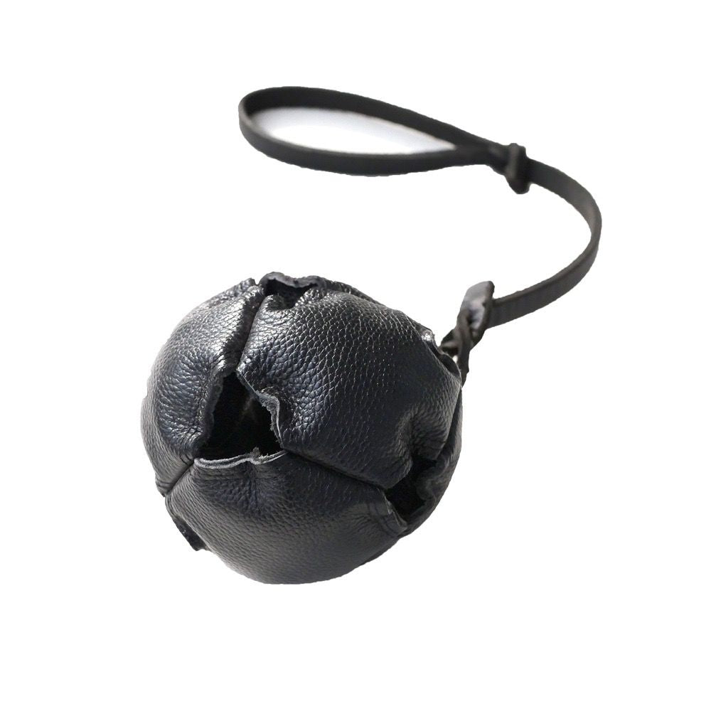 Interactive Leather Chew Ball for Dogs with Durable Rope Handle – Ideal for Puppy Training, Dental Chewing, Outdoor Fetch, and Bonding Play for Small to Medium Breeds (Black)