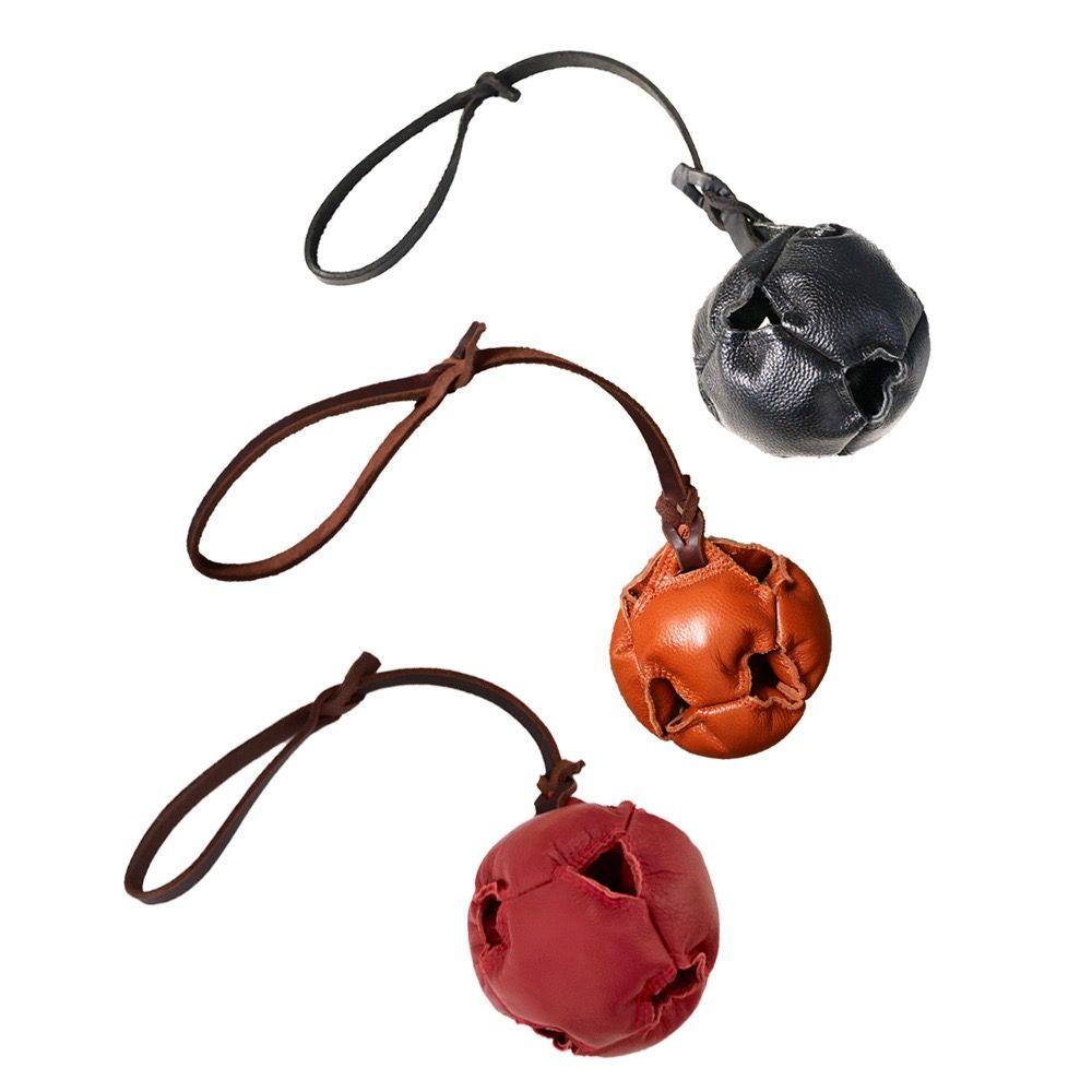 Interactive Leather Chew Ball for Dogs with Durable Rope Handle – Ideal for Puppy Training, Dental Chewing, Outdoor Fetch, and Bonding Play for Small to Medium Breeds (Black)