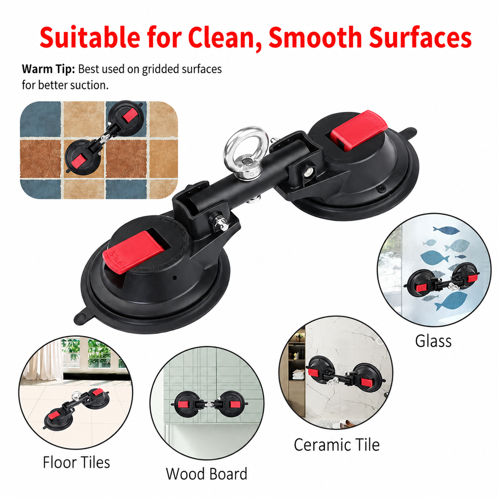 Heavy-Duty Suction Cup Anchor for Large Dogs – 360° Rotating Metal Ring, Dual 120mm Strong Suction Cups for Bathing, Grooming & Tug Toy Fixation on Smooth Surfaces, Reusable & Waterproof (Dual Suction-Cup)