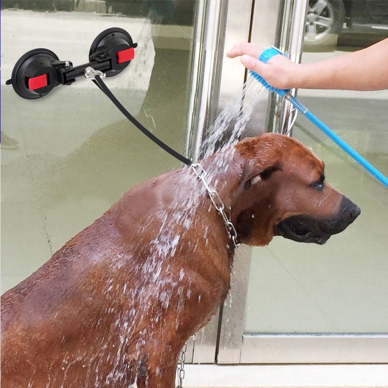 Heavy-Duty Suction Cup Anchor for Large Dogs – 360° Rotating Metal Ring, Dual 120mm Strong Suction Cups for Bathing, Grooming & Tug Toy Fixation on Smooth Surfaces, Reusable & Waterproof (Dual Suction-Cup)