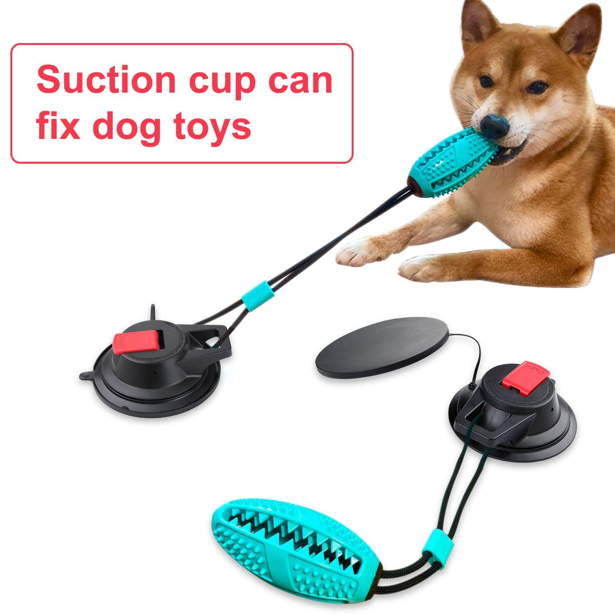 Heavy-Duty Suction Cup Anchor for Large Dogs – 360° Rotating Metal Ring, Dual 120mm Strong Suction Cups for Bathing, Grooming & Tug Toy Fixation on Smooth Surfaces, Reusable & Waterproof (Dual Suction-Cup)