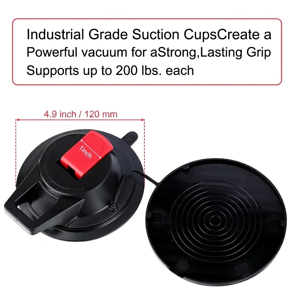 Heavy-Duty Suction Cup Anchor for Large Dogs – 360° Rotating Metal Ring, Dual 120mm Strong Suction Cups for Bathing, Grooming & Tug Toy Fixation on Smooth Surfaces, Reusable & Waterproof (Dual Suction-Cup)