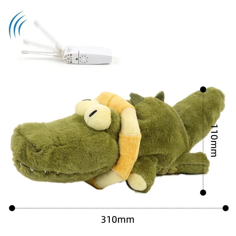 Interactive Rechargeable Electric Plush Dog Toys with Vibration and Sound – Self-Playing Wiggling Puppy Companion for Solo Entertainment and Interactive Play (Crocodile)