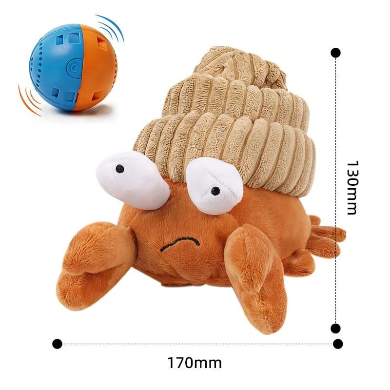 Interactive Rechargeable Electric Plush Dog Toys with Vibration and Sound – Self-Playing Wiggling Puppy Companion for Solo Entertainment and Interactive Play (Hermit Crab)