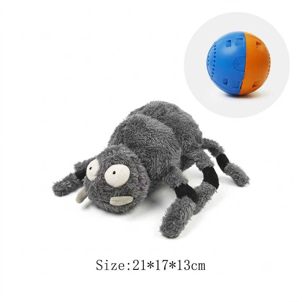 Interactive Rechargeable Electric Plush Dog Toys with Vibration and Sound – Self-Playing Wiggling Puppy Companion for Solo Entertainment and Interactive Play (Spider)