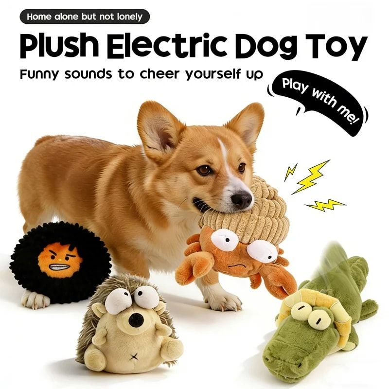 Interactive Rechargeable Electric Plush Dog Toys with Vibration and Sound – Self-Playing Wiggling Puppy Companion for Solo Entertainment and Interactive Play (Spider)