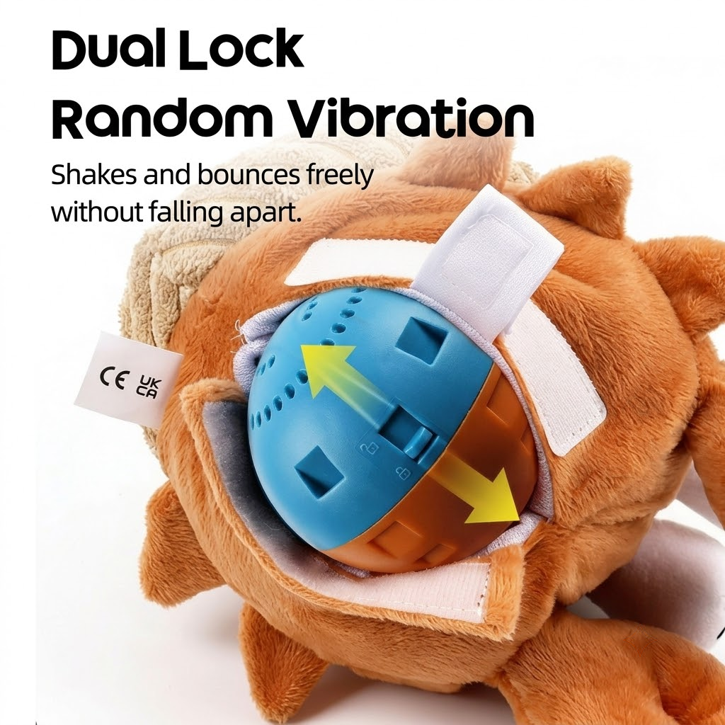 Interactive Rechargeable Electric Plush Dog Toys with Vibration and Sound – Self-Playing Wiggling Puppy Companion for Solo Entertainment and Interactive Play (Spider)