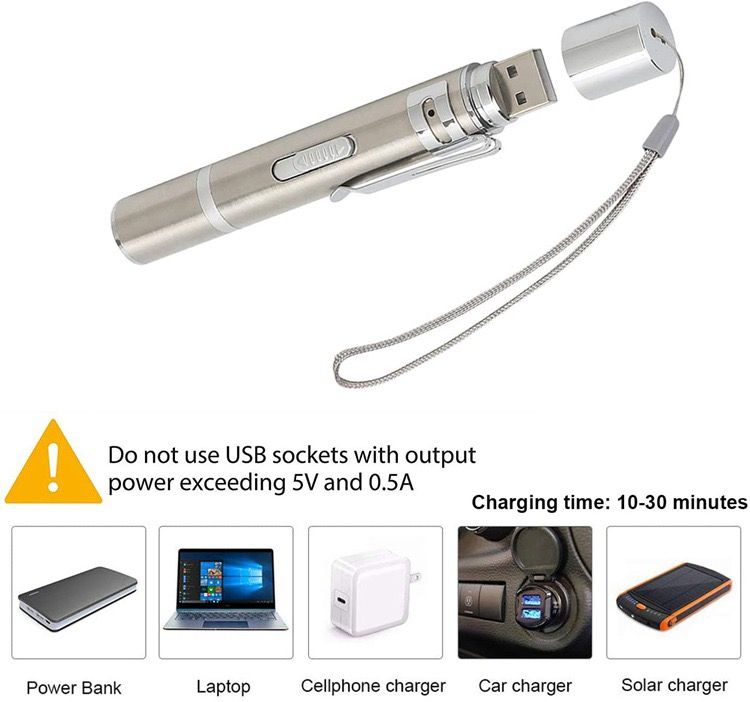 Multi-Function USB Rechargeable Laser Cat Teaser Wand with Stainless Steel Body, Ideal for Interactive Pet Play, Presentations, Currency Verification, Fluorescent Detection, and Emergency Lighting in Home, Office, and Travel Scenarios. (Silver)
