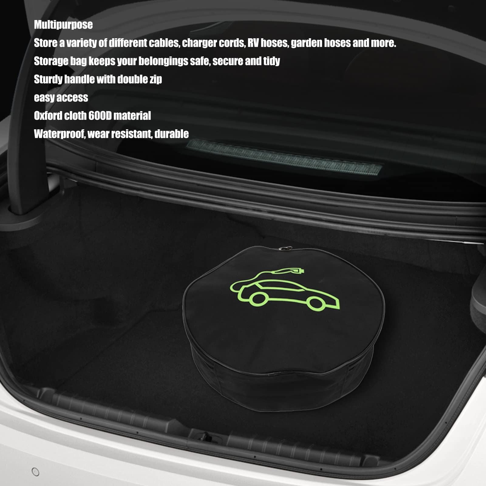 Storage Bag EV Cable Bag Water Resistant Large Capacity Electric Car Charging Cable Carry Case for Power Cords RV Hoses