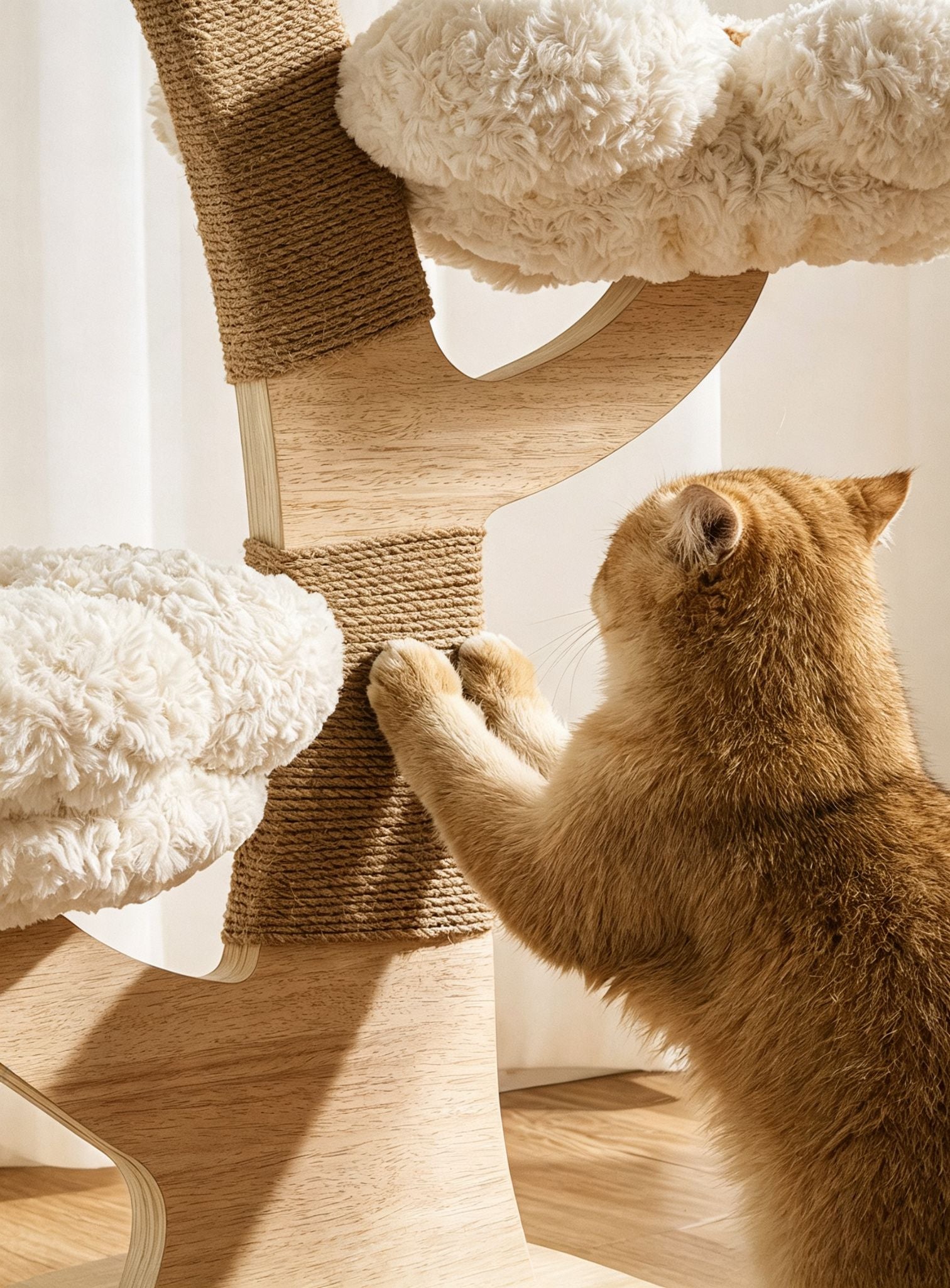 US-Size Compact Cat Tree (White/Pink