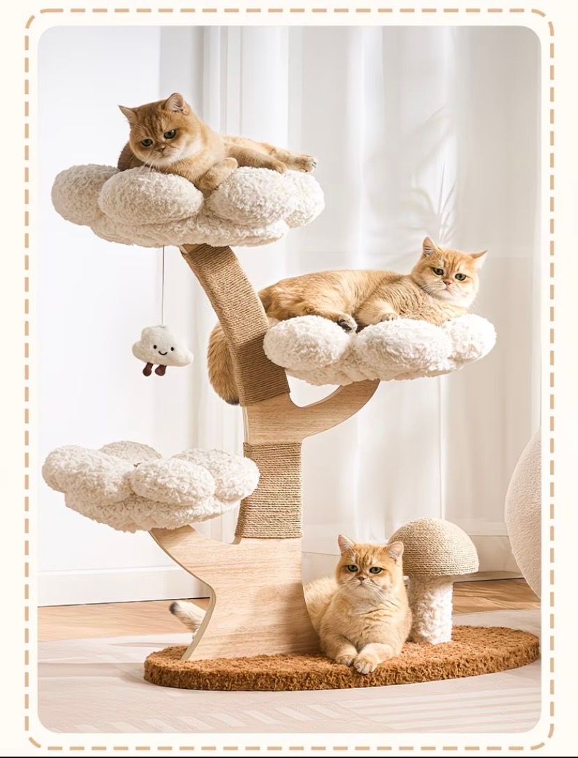 US-Size Compact Cat Tree (White/Pink