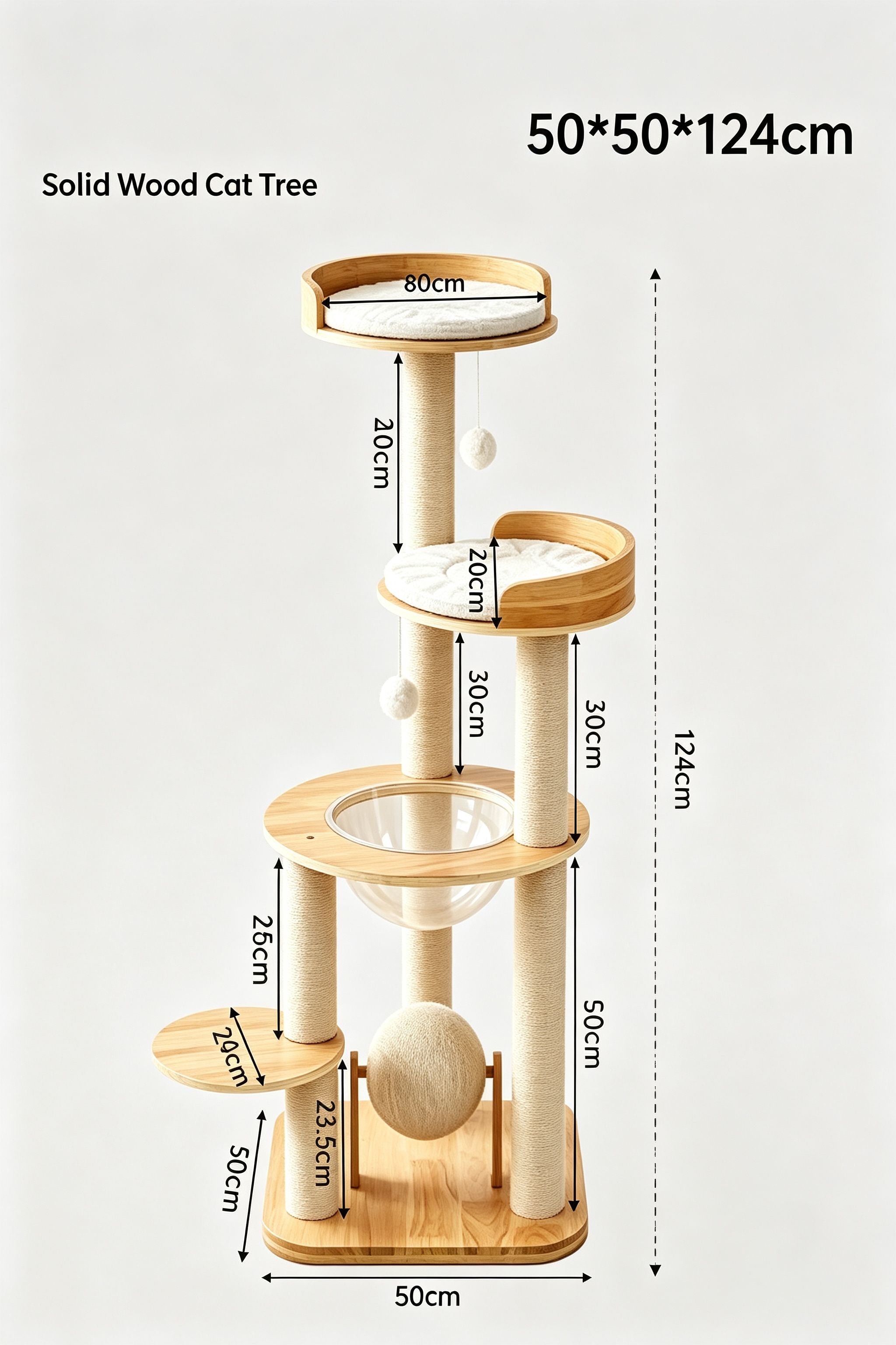 Classic Solid‑Wood Cat Tree