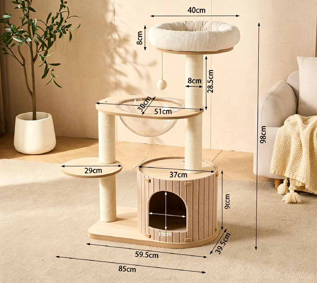 Nordic Grey Felt Cat Tree (Small Size)