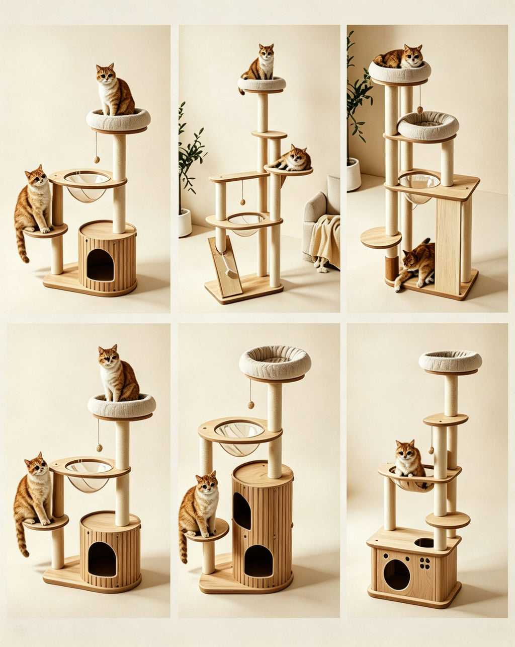 Scandinavian Gray Felt Cat Tree (Large)