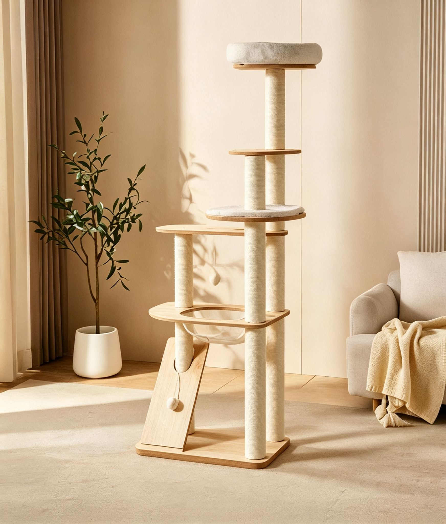 Scandinavian Gray Felt Cat Tree (Large)