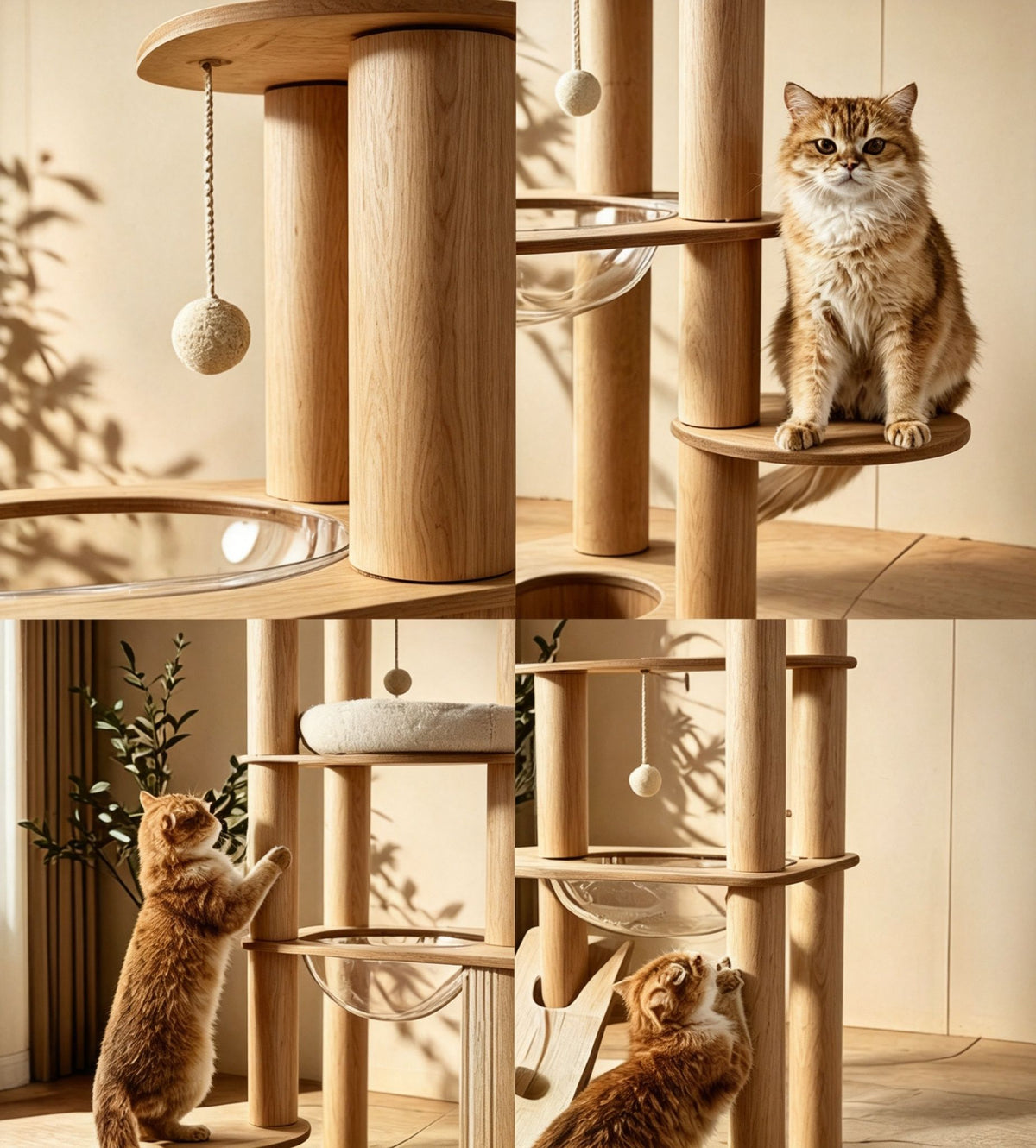 Scandinavian Gray Felt Cat Tree (Large)