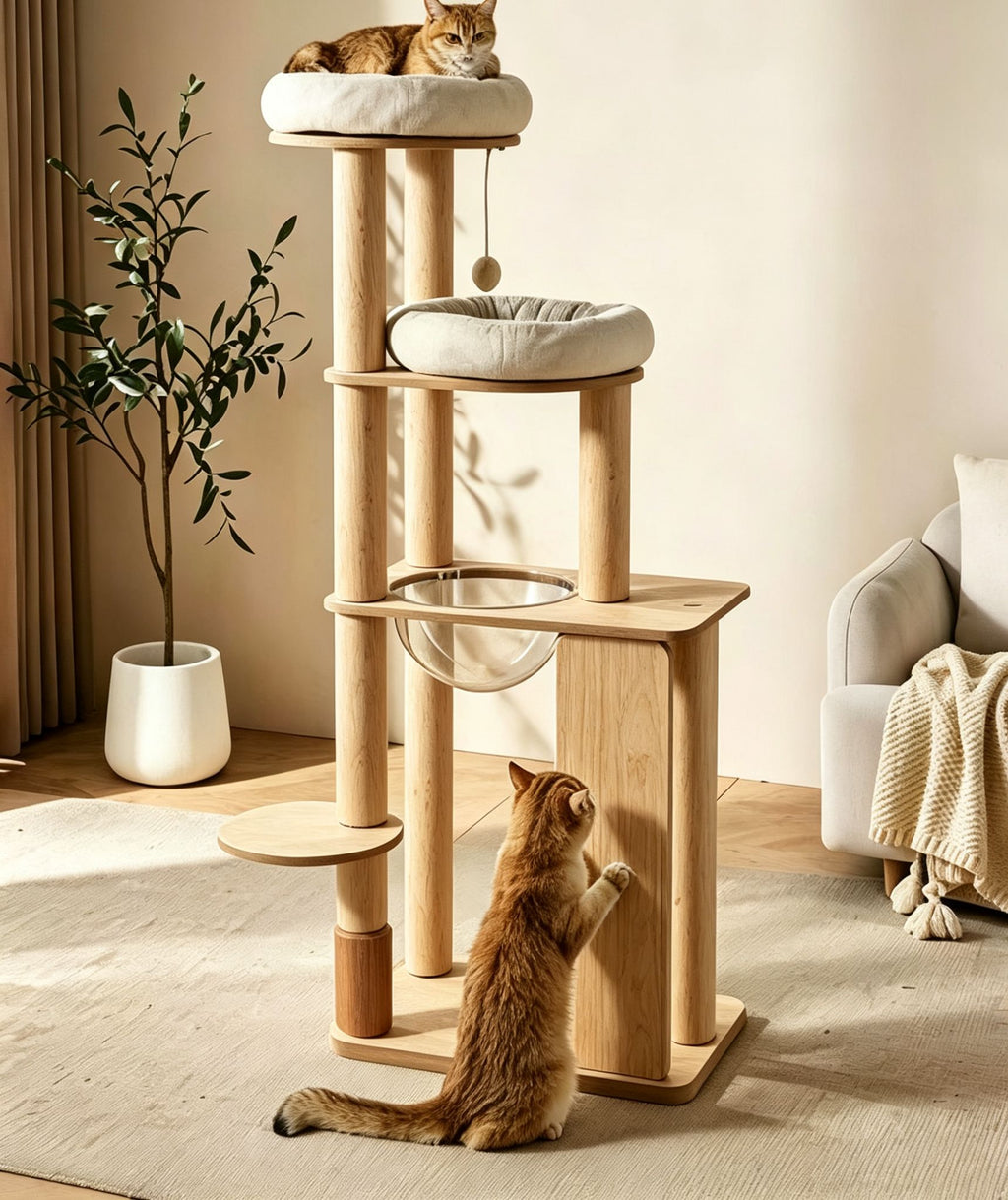 Scandinavian Gray Felt Cat Tree (Large)