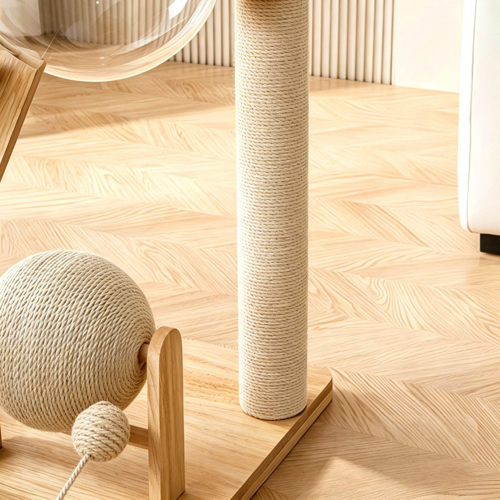 Rubber Wood & Acrylic Cat Tree (Standard)