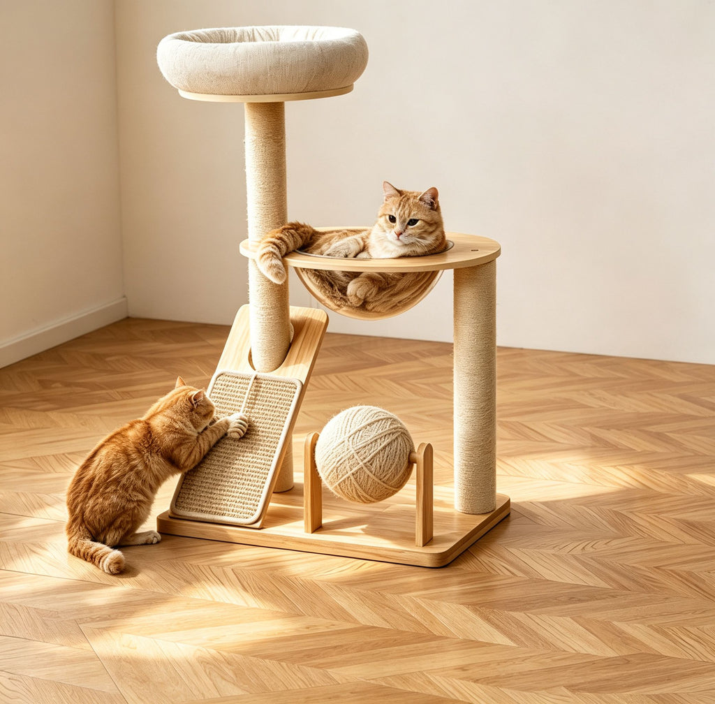 Rubber Wood & Acrylic Cat Tree (Standard)