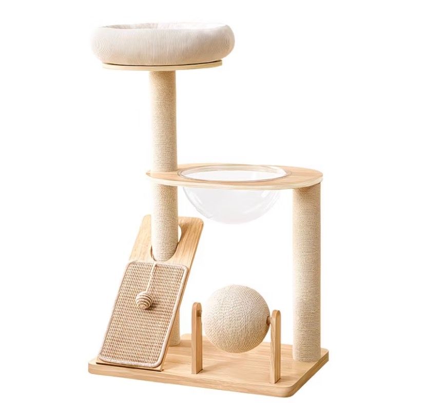 Rubber Wood & Acrylic Cat Tree (Standard)
