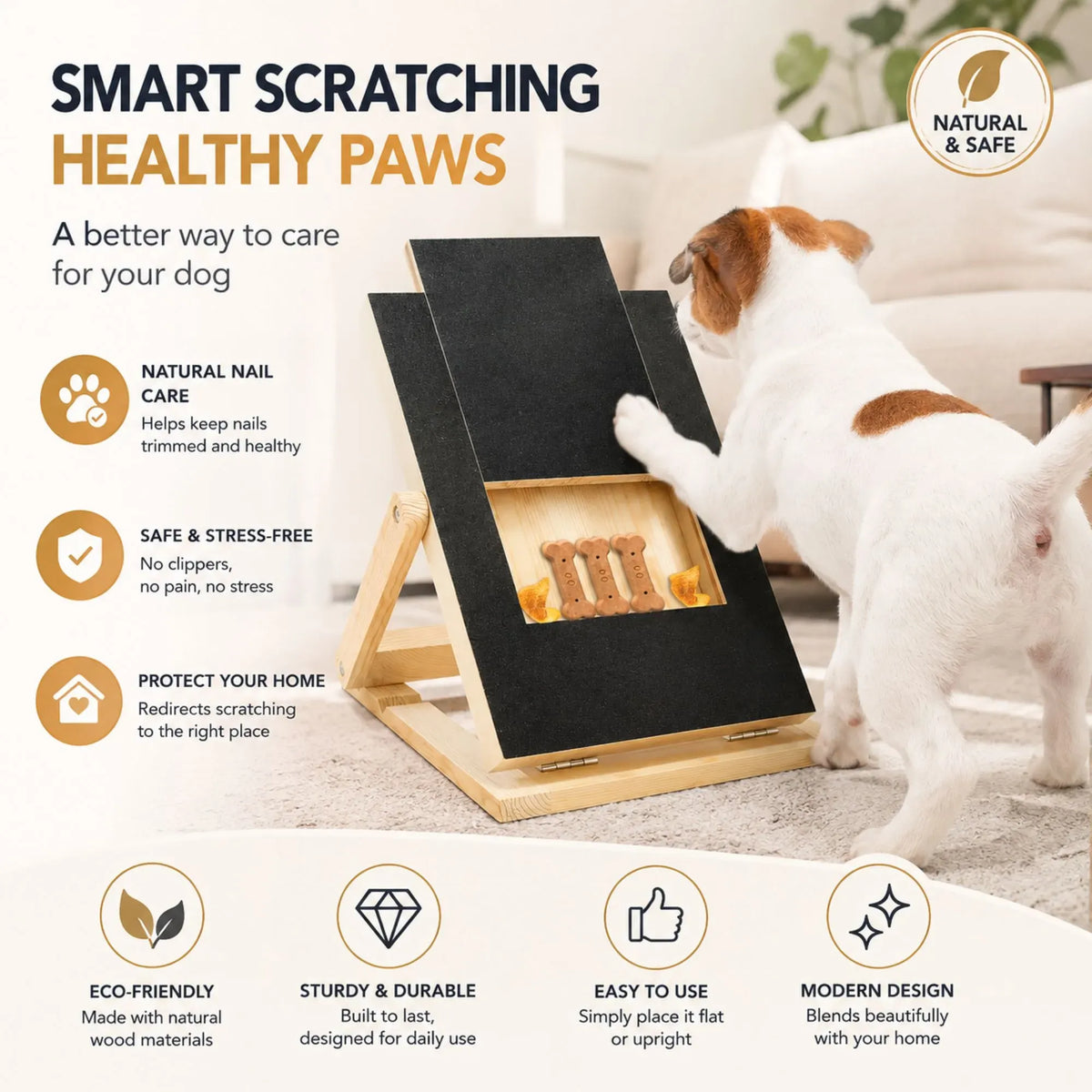 CARLA HOME Dog Nail Scratch Board with Snack Box, Height Adjustable Puppy Nail Pet