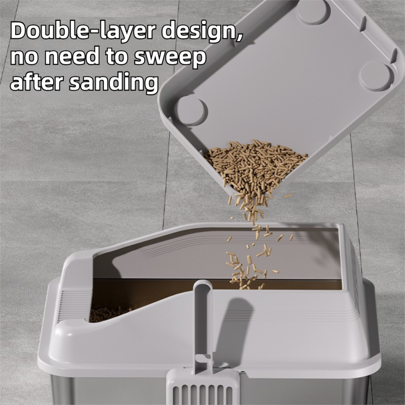 Dark Grey Cat Litter Trapper Step Pedal Mat - DetachableDual Layer Litter Catcher Ramp, Style 1