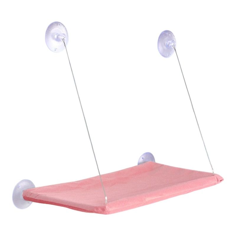 2 Set of Pink Cat Window Tanning Hammock - 4 Strong Suction Cups & Durable Oxford Removable Cover, Space Saving Bed for Indoor Cats Sunbathing