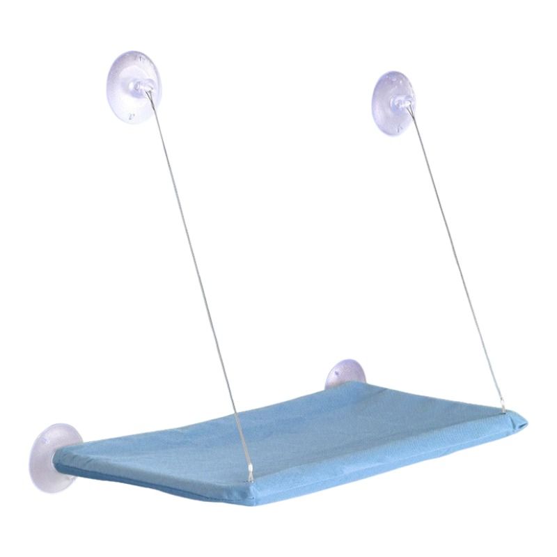 2 Set of Blue Cat Window Tanning Hammock - 4 Strong Suction Cups & Durable Oxford Removable Cover, Space Saving Bed for Indoor Cats Sunbathing