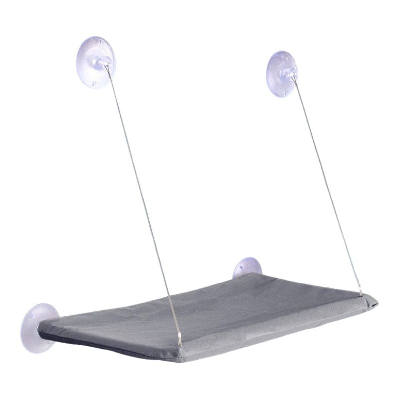2 Set of Dark Grey Cat Window Tanning Hammock - 4 Strong Suction Cups & Durable Oxford Removable Cover, Space Saving Bed for Indoor Cats Sunbathing