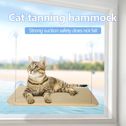 2 Set of Dark Grey Cat Window Tanning Hammock - 4 Strong Suction Cups & Durable Oxford Removable Cover, Space Saving Bed for Indoor Cats Sunbathing