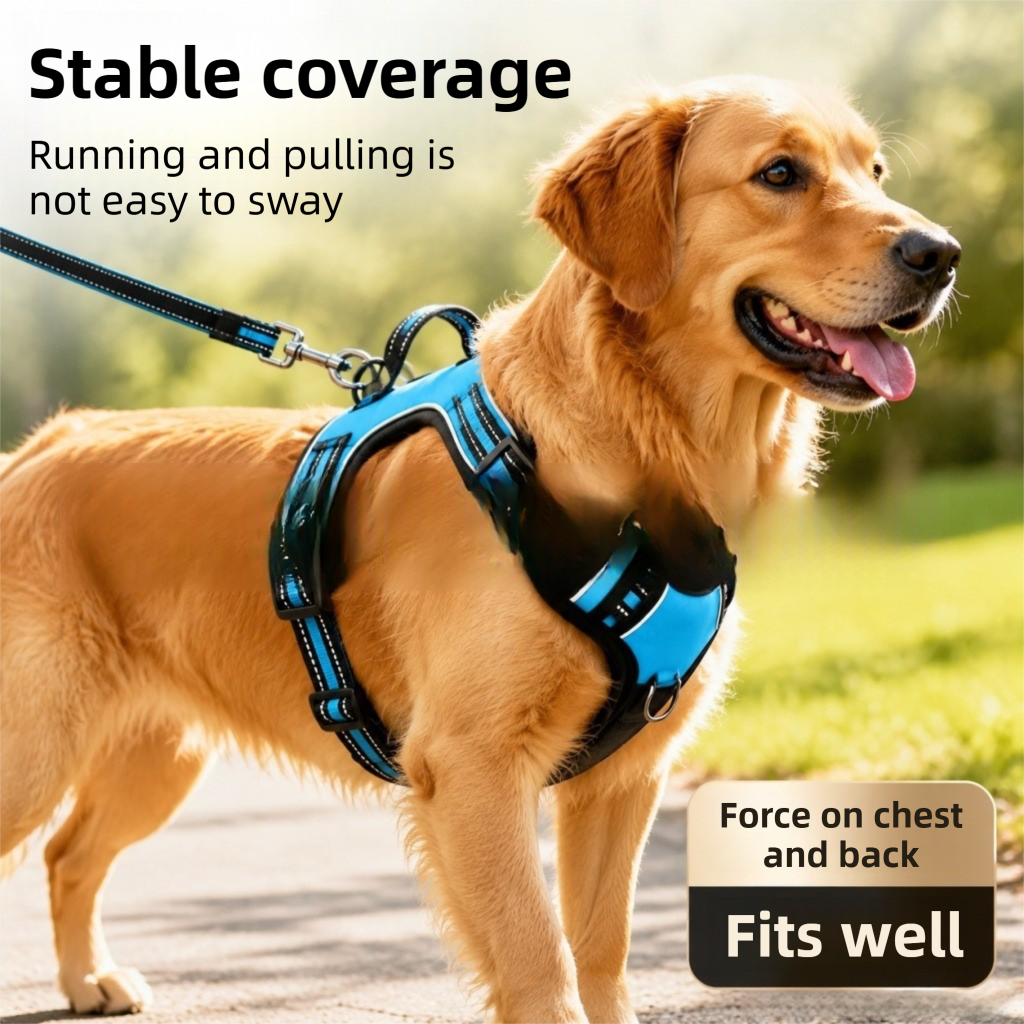 3 Piece Red No Pull Dog Harness and Leash Set with Poop Bag Holder (XL Size) - Adjustable Escape Proof Reflective Vest for Small Medium Large Dogs